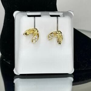 Genuine MOISSANITE‎ EARRINGs with gold plated studs. Tie, bow shaped